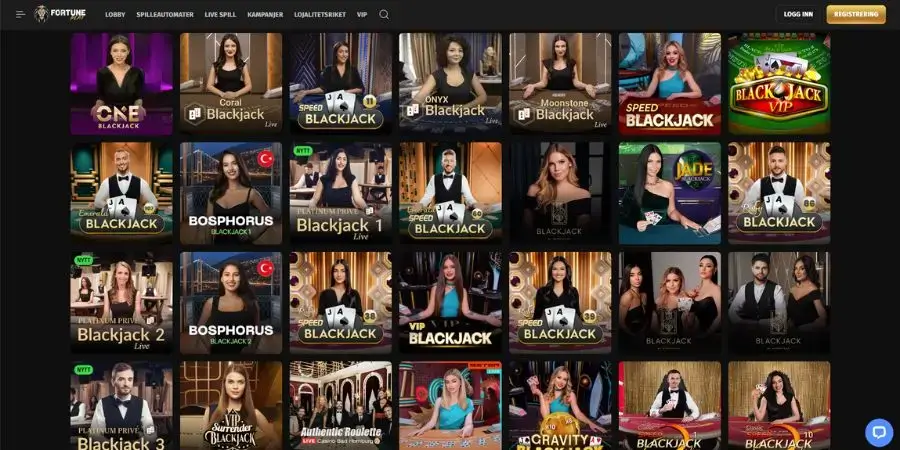 Blackjack på nett hos Fortune Play