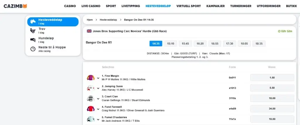 V75 betting - tipping på hesteveddeløp