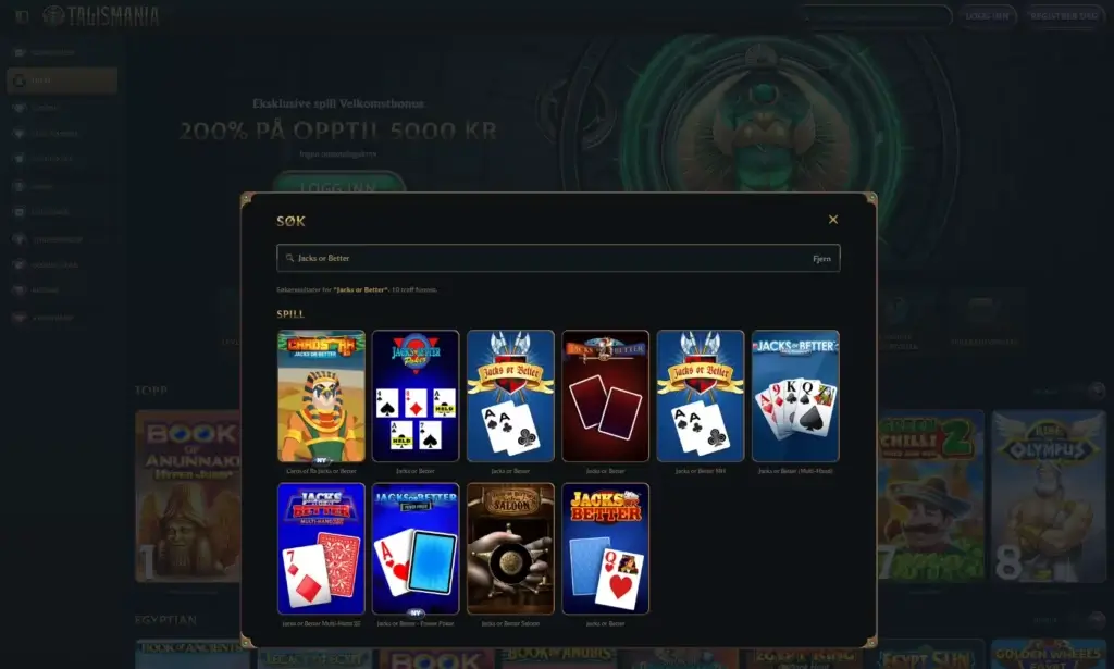 Talismania med 14 Draw Poker-variasjoner | Over 60 pokerspill