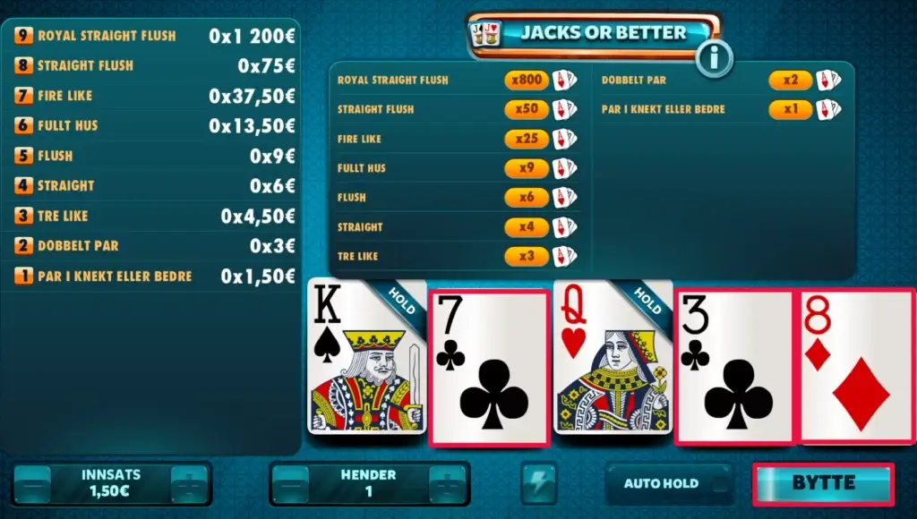 Hvordan spiller man varianten Jacks or Better
