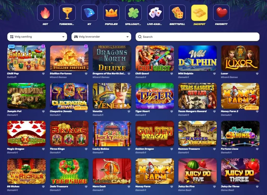 Jackpotspill hos GambleZen