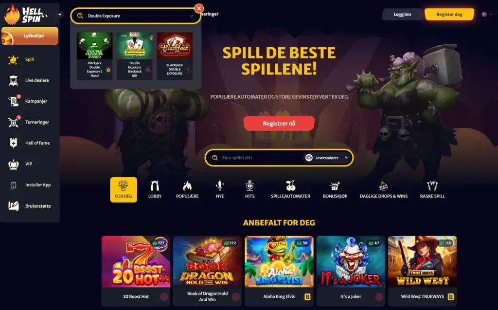 Naviger til Hellspin og skriv 'Double Exposure' i søkefeltet