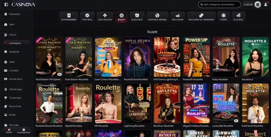 Roulette hos Casinova