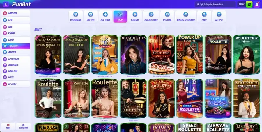 Roulette hos FunBet