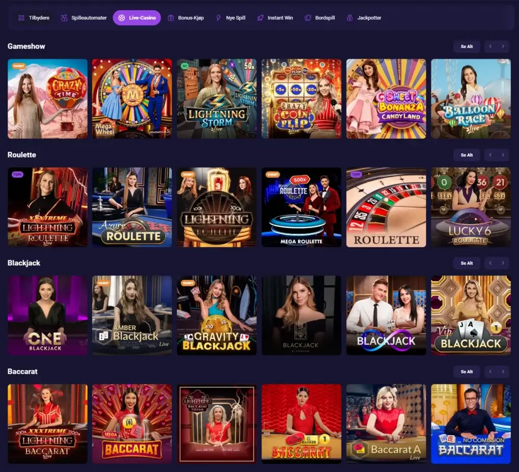 Live Casino hos Spirit