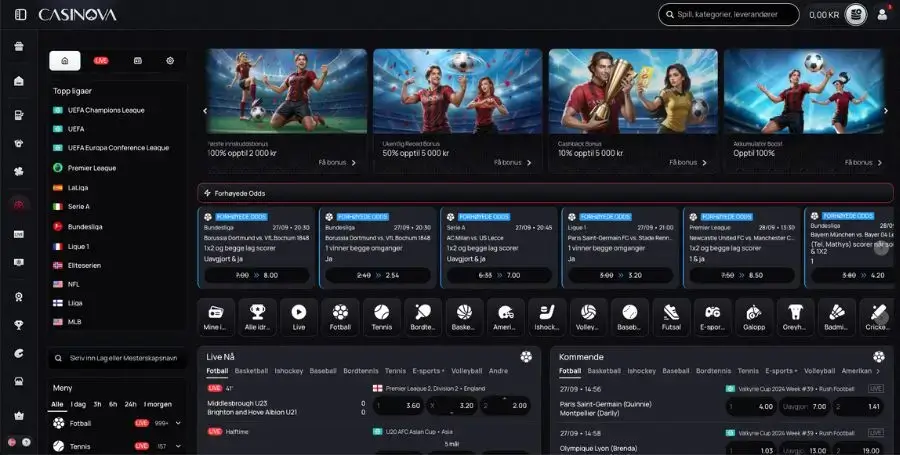 Sportsbetting hos Casinova
