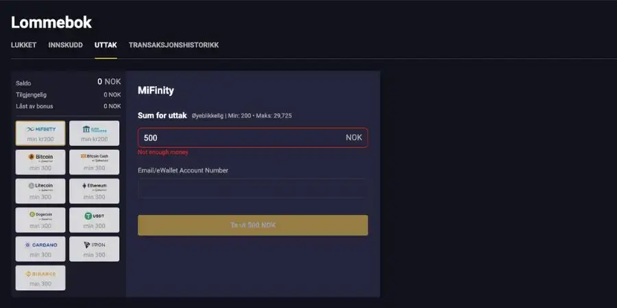 Ta ut dine live casino gevinster
