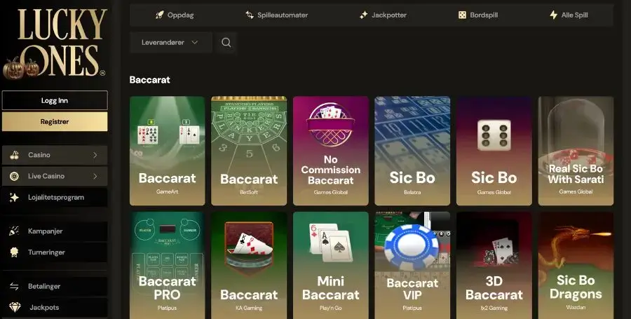 Baccarat hos Lucky Ones