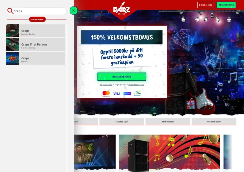 Online Craps hos Barz casino