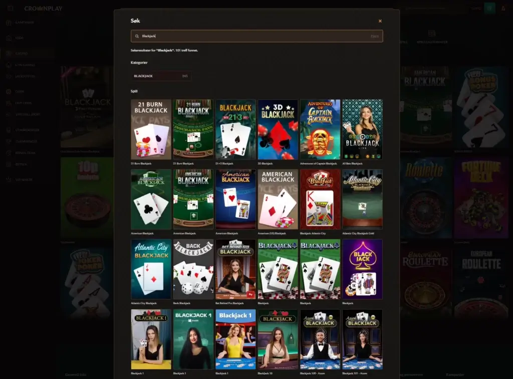 Blackjack hos CrownPlay