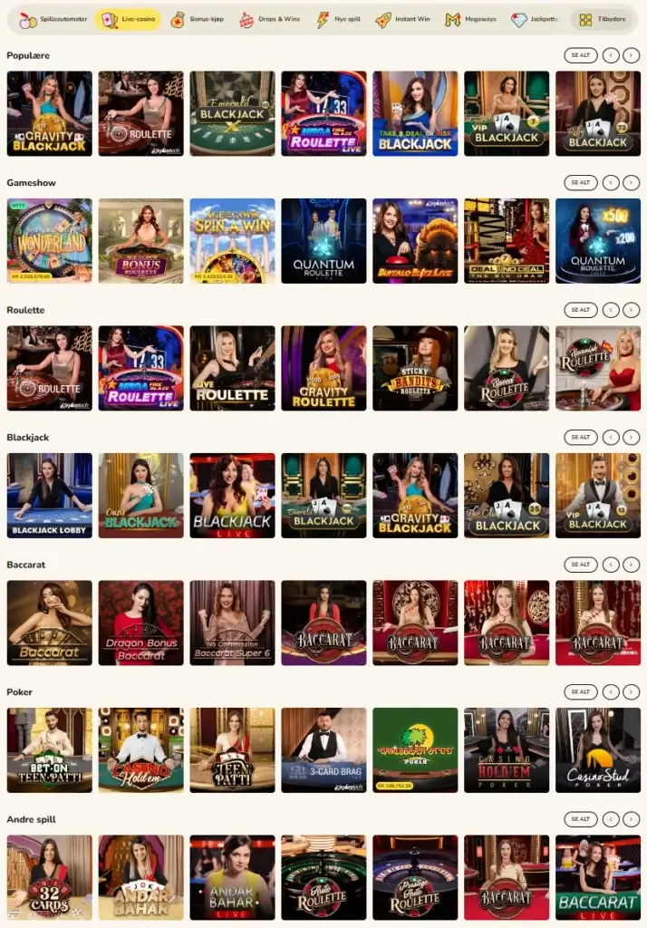 Live Casino hos FatFruit