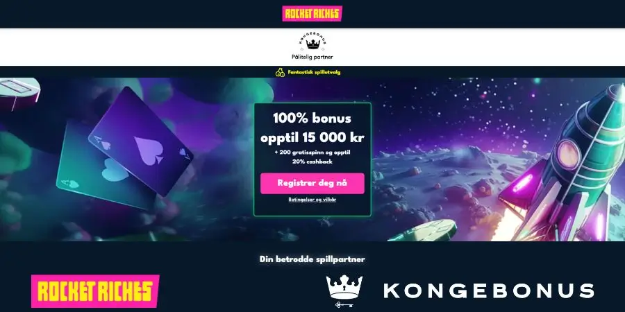 Norsk startside hos Rocket Riches