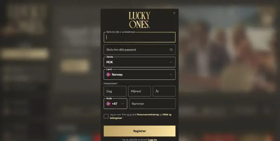 Påmelding hos Lucky Ones