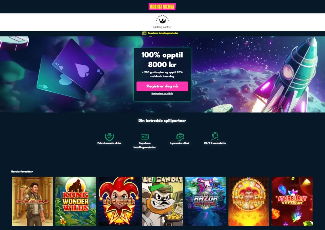 Rocket Riches casino bonus | No-sticky og daglig cashback