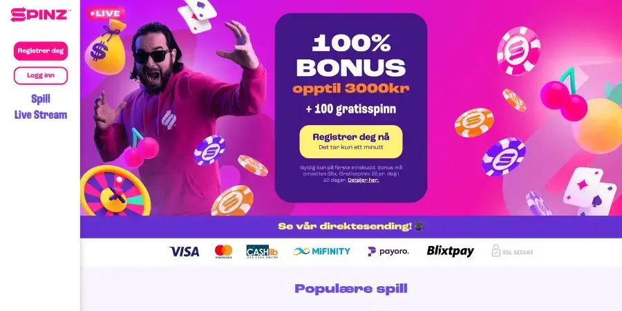 Spinz casino fra Rootz Ltd