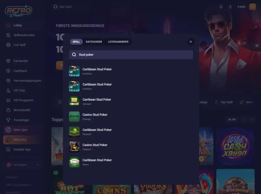 Spill Stud Poker hos Retrobet