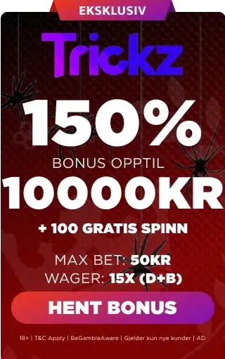 Trickz casino bonuspanel som viser det eksklusive Halloween tilbudet