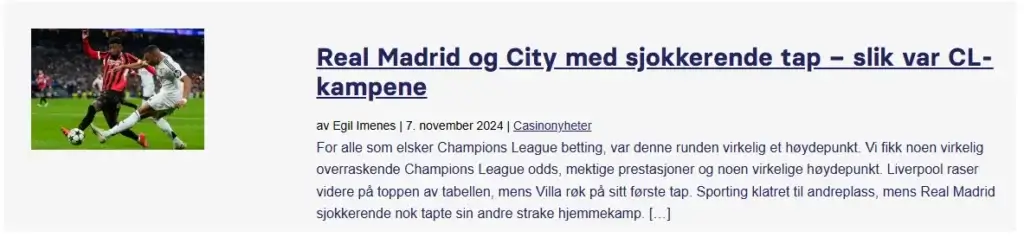 Siste nyheter fra Champions League hos Kongebetting