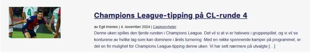 Siste nyheter fra Champions League hos Kongebetting