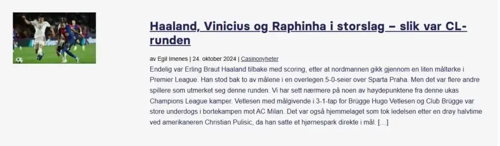 Siste nyheter fra Champions League hos Kongebetting