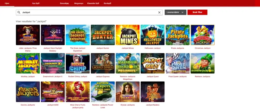 Jackpotspill hos 55Bet