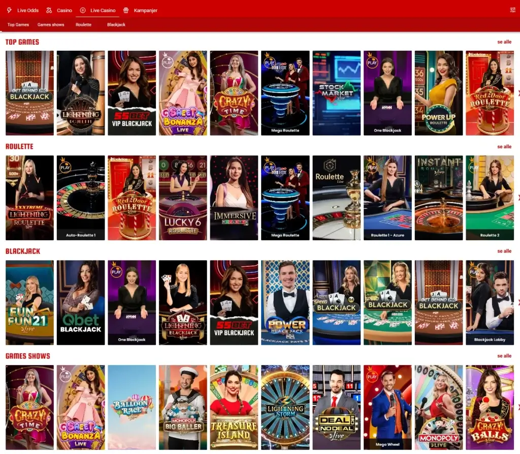 Live Casino hos 55Bet