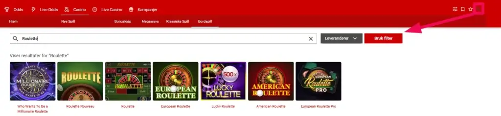 Roulette hos 55Bet