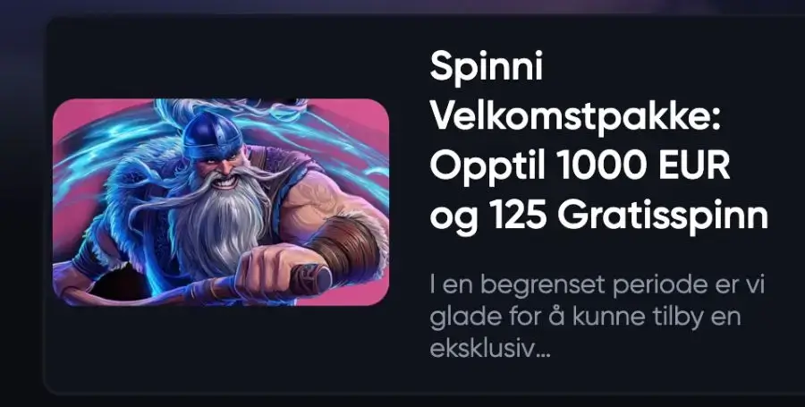 Din velkomstbonus hos Spinni