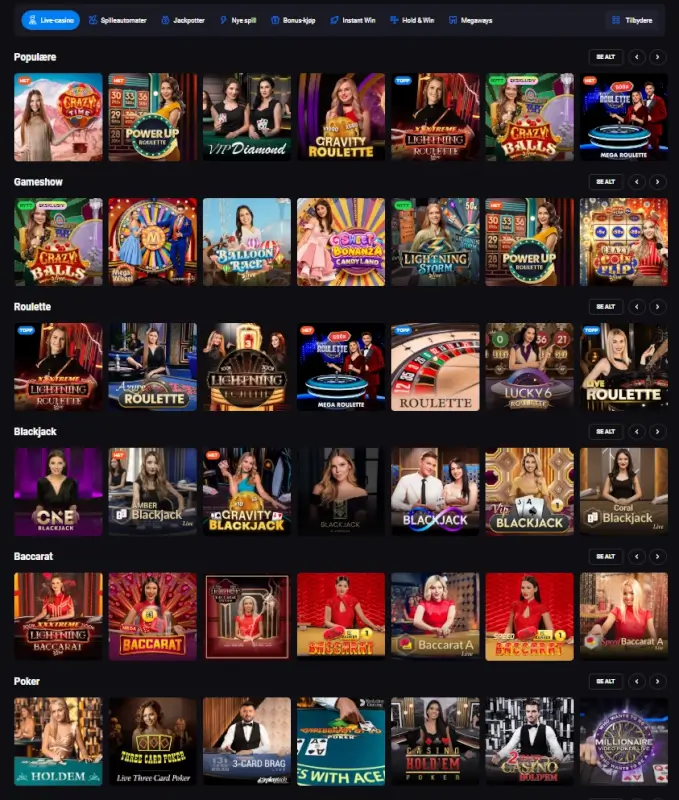 Live Casino hos LuckyVibe