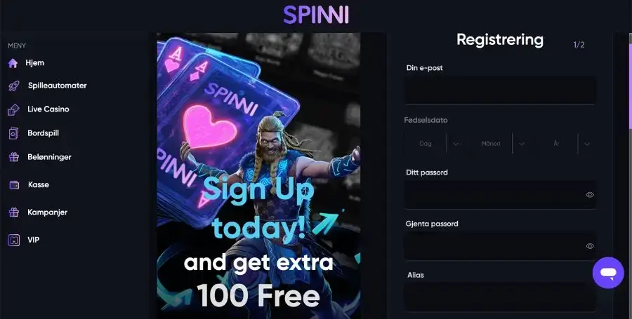 Registrering hos Spinni