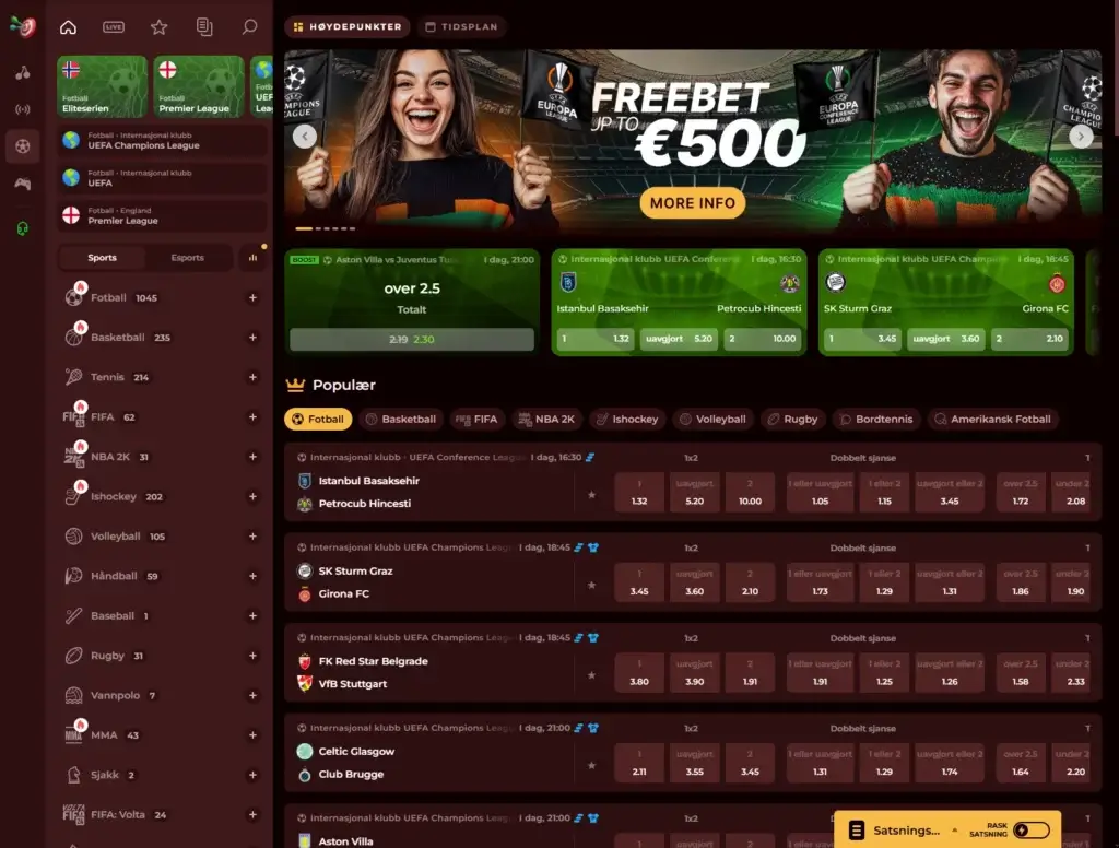 Sportsbetting hos Romancasino