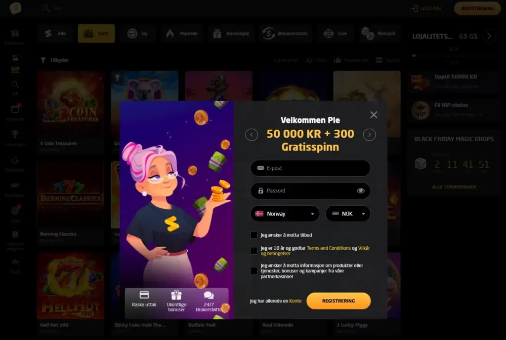 Registrer deg hos StayCasino
