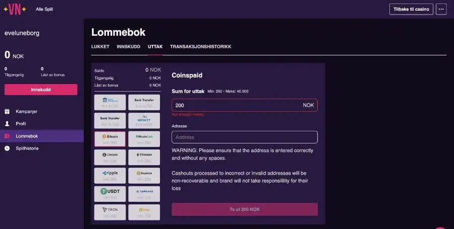 Uttak fra casinoet