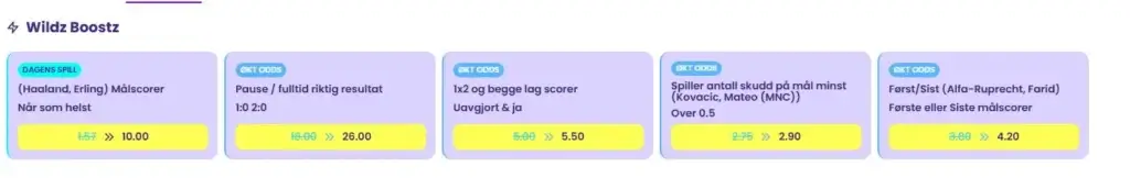 Bettingsiden Wildz kommer med noen svært gode oddsboost til kampen mellom Manchester City og Tottenham