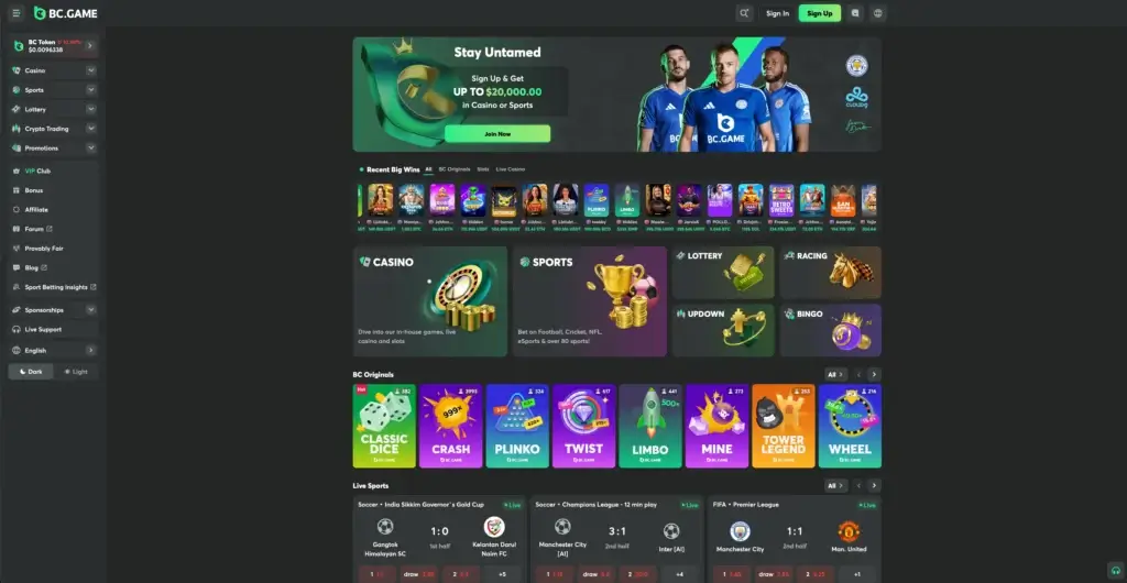 BC.Game kryptocasino forside