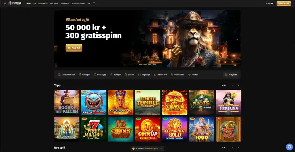 Fortune Play casino startskjerm for litecoin