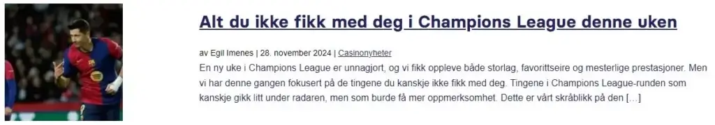 Siste nytt om Champions League betting