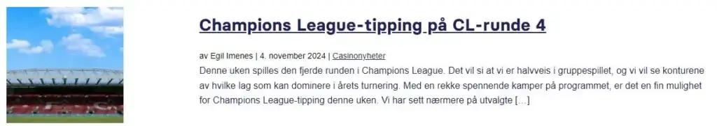 Siste nytt om Champions League betting