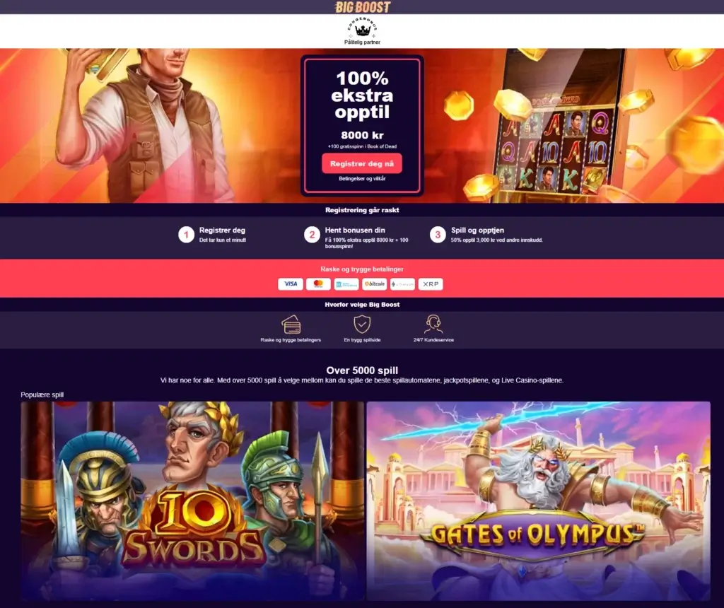 Big Boosts, et casino med best utbetaling der bonusregler er enkle å forstå.