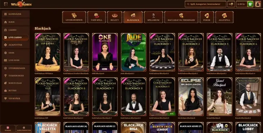 Blackjack hos WildRobin