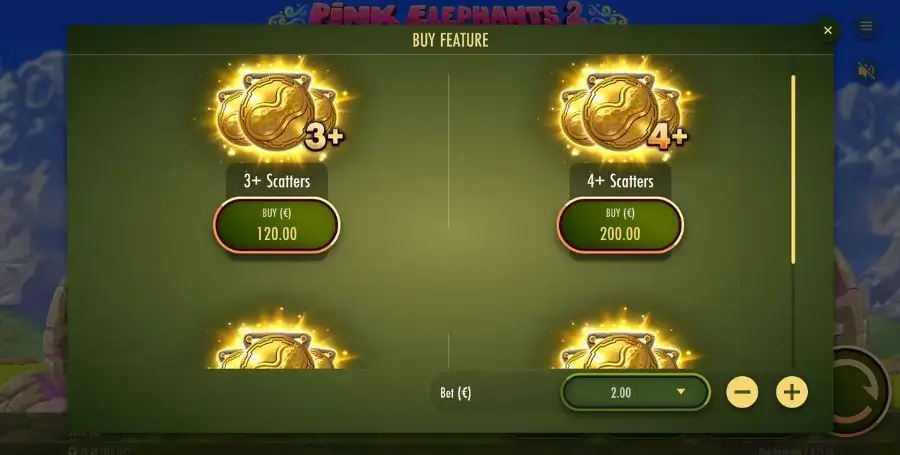 Bonus Buy i Pink Elephants 2 Reborn fra Thunderkick