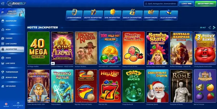 Jackpotspillene hos Bassbet