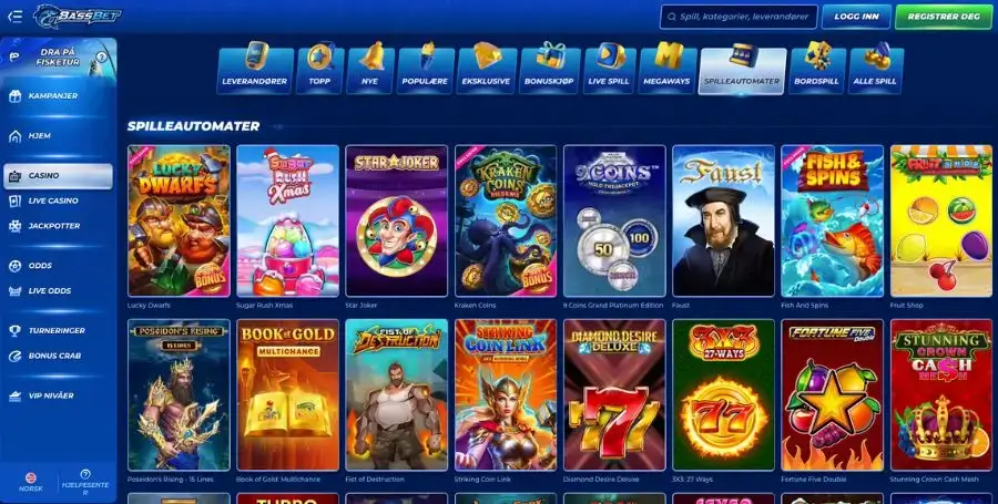Spilleautomater du finner hos Bassbet