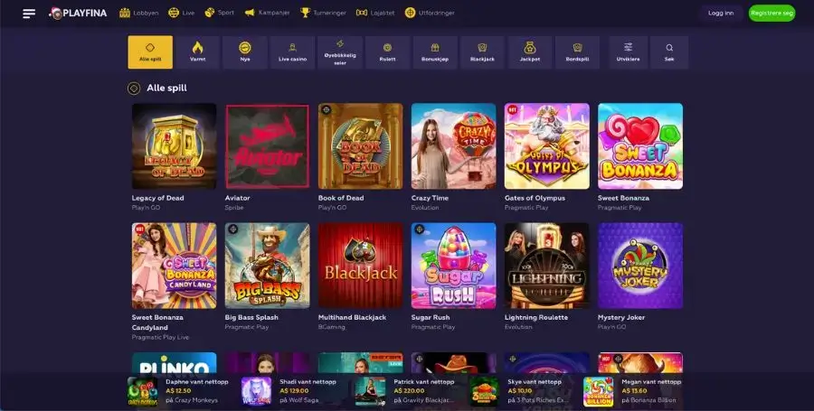 Spillutvalget i casinoet til Playfina