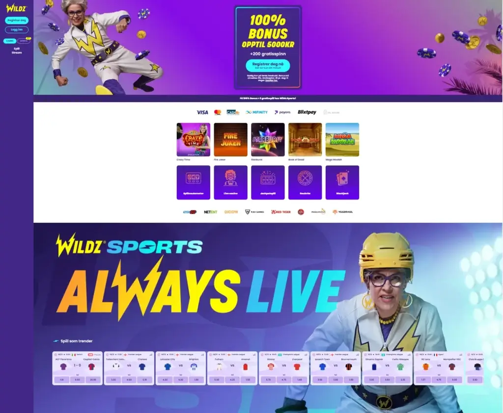 Wildz, et casino med best utbetaling, kjent for sikker lisens og gunstige bonusvilkår.