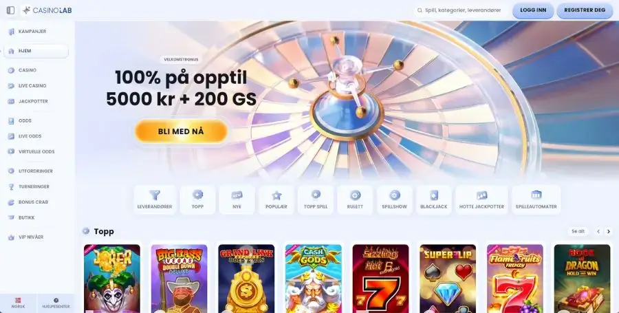 CasinoLab sin norske startside