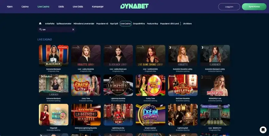 Dynabet live casino-spill