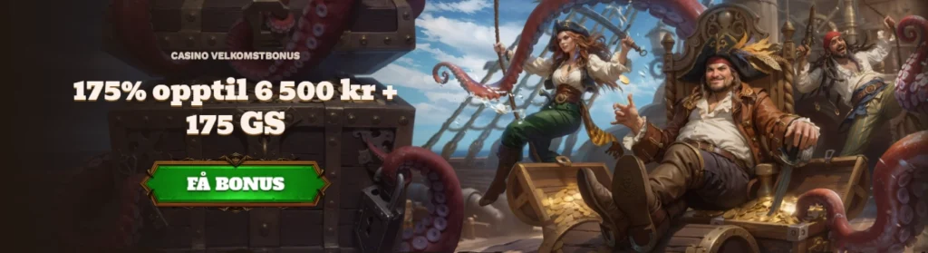 Din eksklusive 175% bonus hos FatPirate fra "mine bonuser".