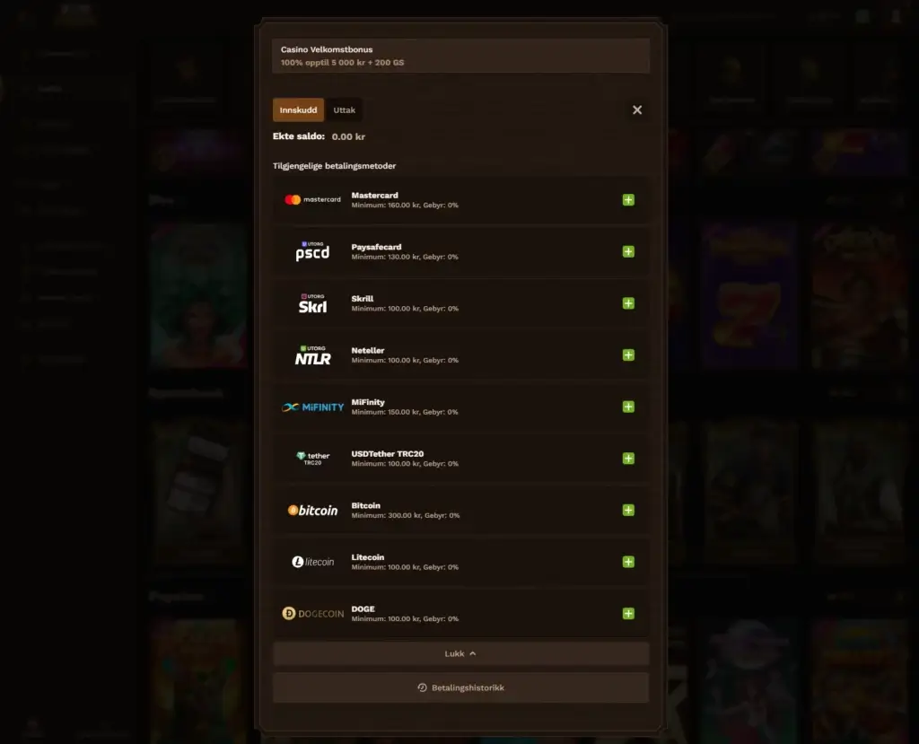 Gjør ditt første innskudd hos FatPirate casino.