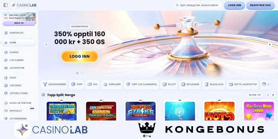 Norsk startside hos CasinoLab